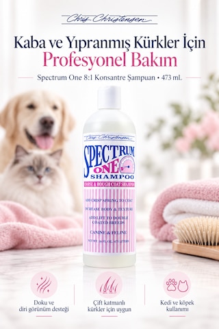 Chris Christensen Sp One 8:1 Konsantre Kaba Ve Yıpranmış Kürkler İçin Kedi Köpek Şampuanı 473 Ml