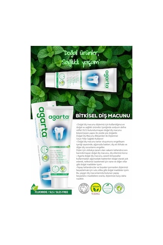 Agarta Doğal Bitki Özlü Florürsüz Beyazlatıcı Diş Macunu 100 ML