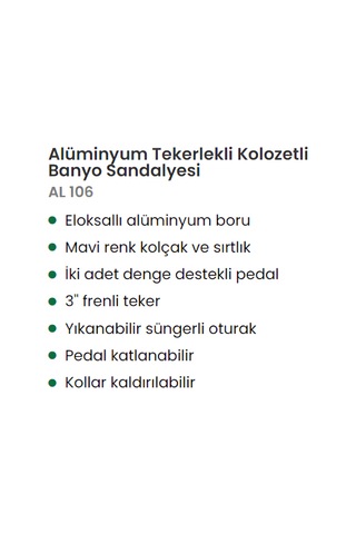 Bgm Alüminyum Tekerlekli Banyo Sandalyesi