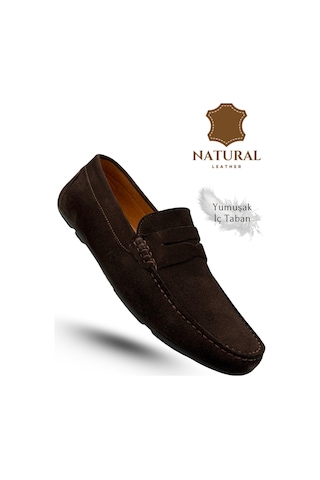 Sermoda Erkek Loafer - Hakiki Deri Rok Loafer Erkek Ayakkabı Süet Kahve