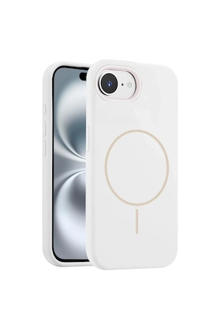 Apple Uyumlu iPhone 16e Kılıf Lansaman Silikon M-safe Magnetik Şarj Jully Kapak Beyaz