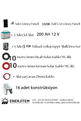 Enerjitem Kurulum Ve Nakliye Dahil 5kw Güneş Enerjisi Solar Paket