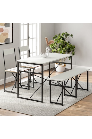 Mutfak Masası Bench Bank 120x60 Masa Set 2 Adet Sandalye Yemek Ma