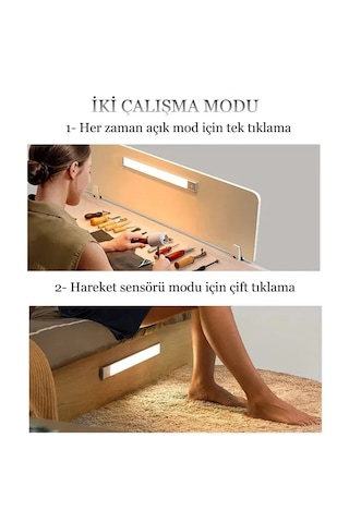 60 Cm Gece Lambası Usb Şarj Edilen Hareket Sensörlü Beyaz