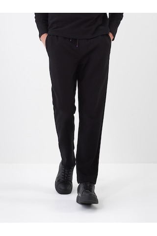 Siyah Pamuk Dokulu Regular Fit Sweat Pantolon 380187 Siyah