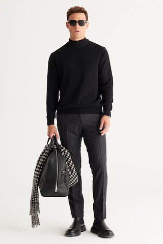 Altinyildiz Classics Erkek Siyah Standart Fit Normal Kesim Yarım Balıkçı Yaka Pamuklu Triko 4A4921100008SYHS Siyah