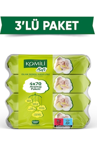 Komili Soft Islak Havlu 4 x 70 - 3'lü Paket - 840 Yaprak