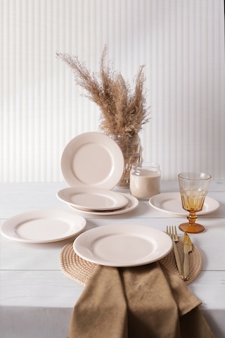 Keramika Krem Linda Pasta Tabağı 21 Cm 6 Adet 030 Krem