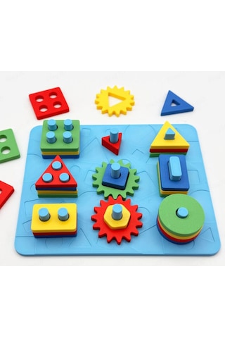 Montessori Eğitici Oyuncak Dişli Puzzle Şekil Ve Renk Eşleştirme Geliştirici Oyuncak