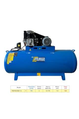Puma PB5900 500 L 7.5 HP Alüminyum Kafa 12 Bar Hava Kompresörü