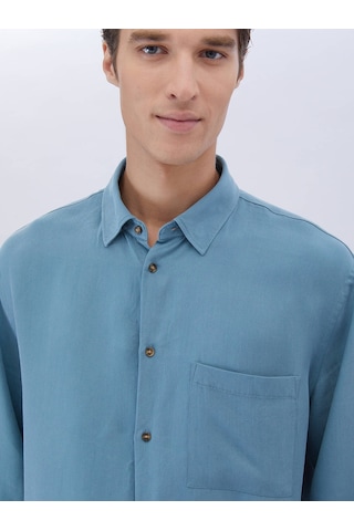 Kip Koyu Mint Fitilli Oversize Fit Dokuma Casual Gömlek Mint