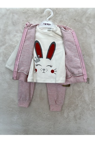 Yelekli Üçlü Takım Pembe