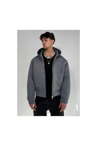 Zaee Oversize Scuba Zipp Hoodie Füme