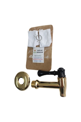 Bakır Kaplamalı Çay Ocağı Kazanı Musluğu + 1 Pak.5'li Musluk Bezi