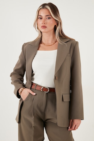 Lela Regular Fit Kruvaze Yaka Kemerli Blazer Bayan Ceket 6839367 Haki