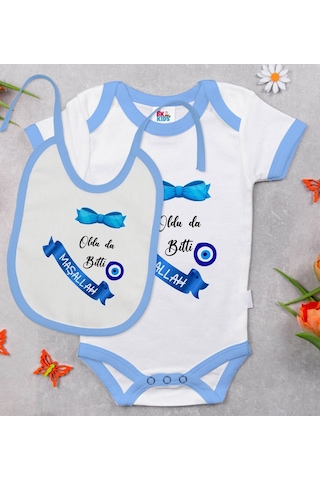 Bk Kids Sünnet Tasarımlı Mavi Bebek Body Zıbın Ve Mama Önlüğü Hed Çok Renkli