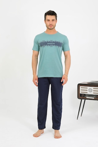 Akbeniz Erkek Pamuk Kısa Kol Pijama Takım Suyeşili 6875 Su Yeşili