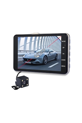 Ranyeek 4" Ekranlı Araç Dvr, 1080p Full Hd Ön-arka Kameralar, Gece Görüşü, Park Asistanı Ve Ldws Fonksiyonu