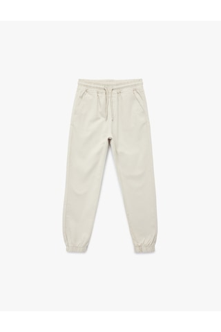 Koton Pamuklu Beli Bağcıklı Cepli Jogger Gabardin Pantolon Gri 6skb40018tw Gri