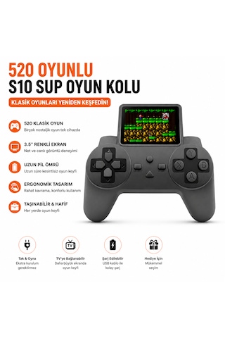 S10 Sup Oyun Kolu İle Eğlence Hep Yanında Tv Bağlantılı Nostaljik Oyun Konsolu 520 Oyun Tek Cihazda