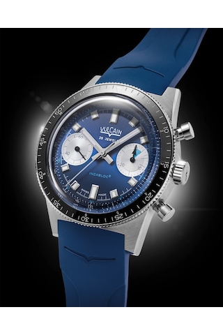 Vulcain Skindiver Chronograph Blue Bar258 Limitli Üretim Otomatik Erkek Kol Saati Metalik