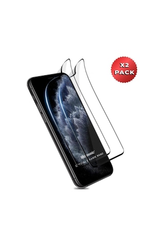 Apple iPhone Uyumlu 11 Pro Max Crystal Seramik Nano Ekran Koruyucu Siyah 2 Adet