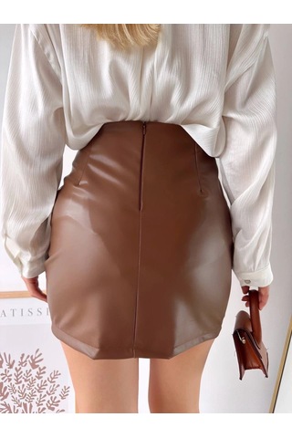 Önden Büzgülü Etek Taba H24210 Taba