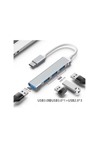 Type-c Usb Çoklayıcı Hub 1x Usb 3.0 + 3x Usb 2.0 Yüksek Hızlı Dönüştürücü Adaptö