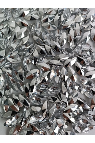 Akrilik Baklava Model Takı Boncuk Nikel Renk 15x7mm 2000 Adet