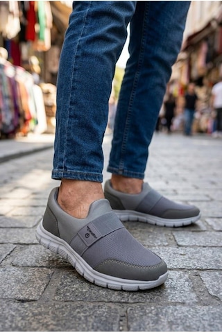 Fort 2023 Anatomik Rahat Esnek Bağcıksız Erkek Sneaker Ayakkabı Füme