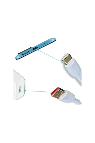 Samsung Uyumlu Galaxy M20 - M21 Şarj Kablosu 3.4a Hızlı Usb - Type C