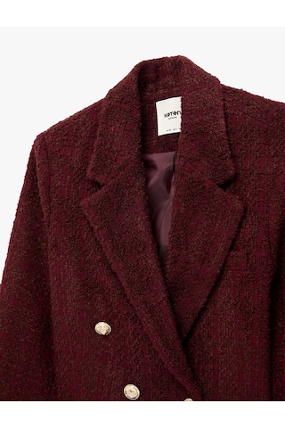 Koton Kruvaze Yaka Slim Fit Düğme Detaylı Crop Tüvit Ceket Bordo 6sak50053uw Bordo