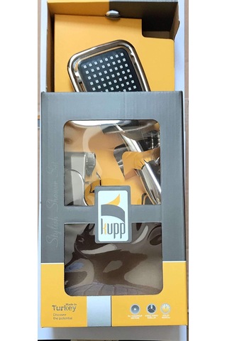 Qianfan Duş Seti Kare Siyah Tepe Duş Takımı Mono Masaj Etkili Su Krom