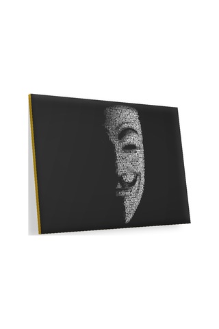 Cakasepetim Anonymous Yazılardan Oluşan Maske Karanlık Arka Plan Ahşap Mdf Tablo