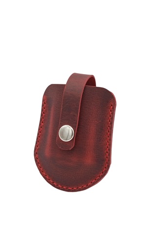 Hakiki Deri Mekanizmalı Zippo Çakmak Kılıfı - Kırmızı Kırmızı