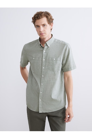 Lcwaıkıkı Classic Haki Regular Fit Kısa Kollu Poplin Erkek Gömlek