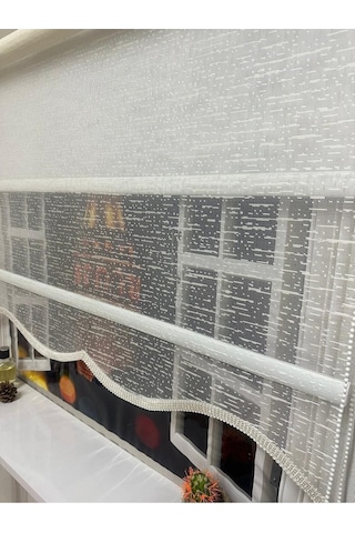 Çift Mekanizmalı Tül Ve Stor Perde - Model 8 Beyaz