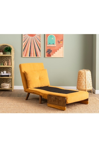 Pafu Cosmo Tekli Katlanır Yataklı Koltuk - Bohem Hardal Hardal