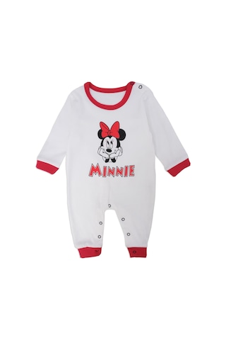 Bebelop Kız Bebek Mickey Mouse Baskılı Çıtçıtlı Uzun Kol Tulum 001