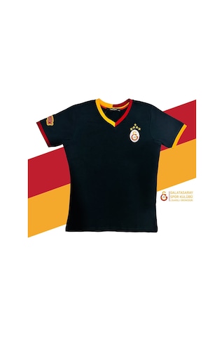 Galatasaray Lisanslı 5 Yıldızlı Siyah Basic Çocuk T-shirt Gs Aslan Baskılı Ahşap Kutulu Siyah