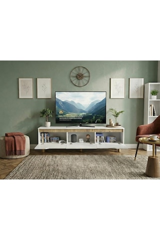 Pema Home %100 Mdf Konsol Çok Amaçlı Dolap Vitrin Beyaz