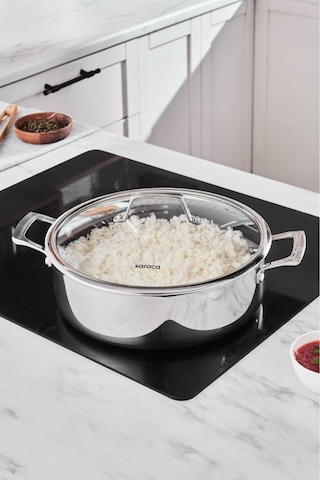 Karaca  Plasma Steel 3Ply İndüksiyon Tabanlı Çelik Pilav/Karnıyarık Tencere 28 Cm