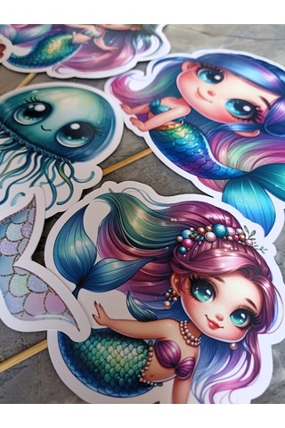 Denizkızı Mermaid Pasta Süsü Büyük Pasta Kürdanı Cupcake Kürdanı