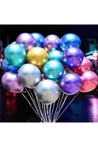 432 Adet Renkli Krom Balon Aynalı Balon Parlak Metalik Balon Krom Renkli Balon Vıp Süsleme Balonu