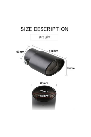 Besthome1 63mm Mat Siyah Paslanmaz Çelik Egzoz Uç Borusu - 3.8-5.3cm Montaj Uyumlu