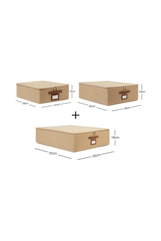Ocean Home Textile 3'lü Jüt Destekli Hurç Set 31 x 38 x 12 + 45 x 55 x 18 + 55 x 70 x 18 cm