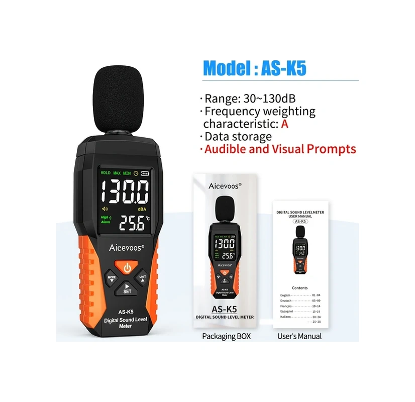 Willowhaven Aicevoos Digital Ses Ölçer 30 130 Db Gürültü Metre Ses Seviyesi Ölçümü Görsel Ve Sesli Alarm