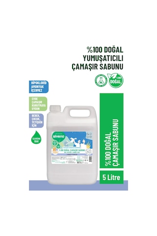 Siveno %100 Doğal Çamaşır Sabunu Bitkisel Deterjan Kendinden Yumuşatıcılı Konsantre Vegan 5 L