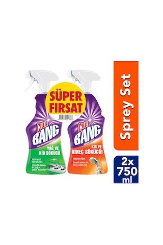 Cillit Bang Yağ ve Kir Sökücü Sprey 750 ML + Kir ve Kireç Sökücü Sprey 750 ML