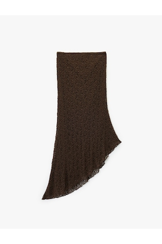 Koton Asimetrik Kesim Slim Fit Midi Dantelli Etek Kahverengi 6wal70038ık Kahve